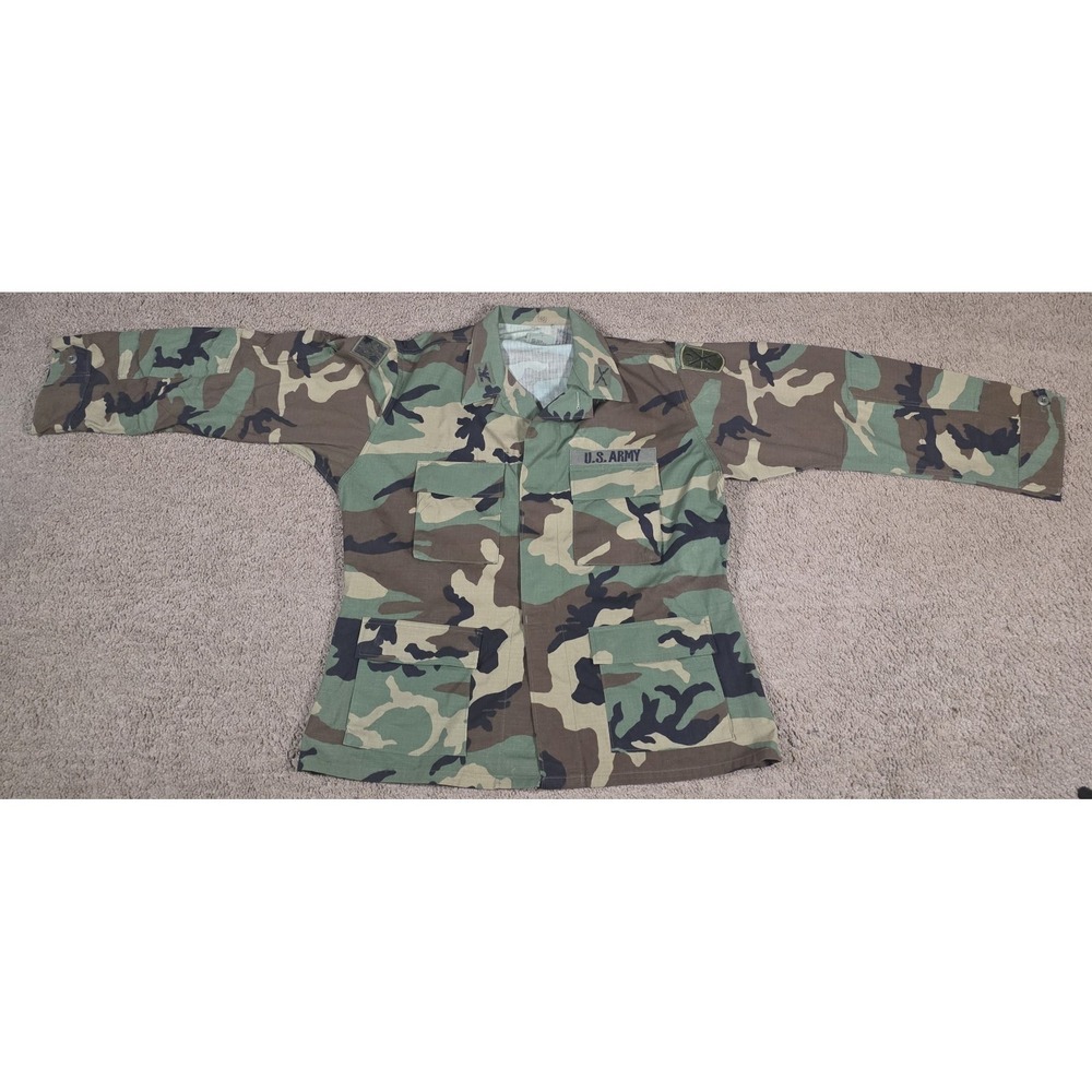 Vtg US Army BDU Jacket Large Regular Woodland Ripstop Camo Colonel 4th Infantry
